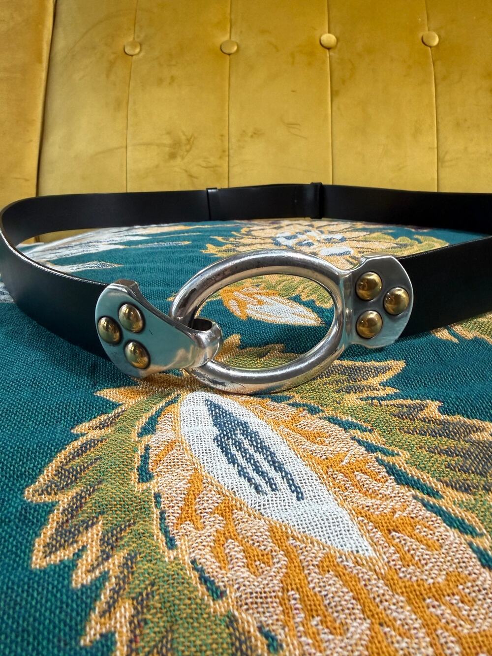Chico's Split Leather 2287 Black Fashion Belt Women’s Hook Metal Buckle Ren Fest